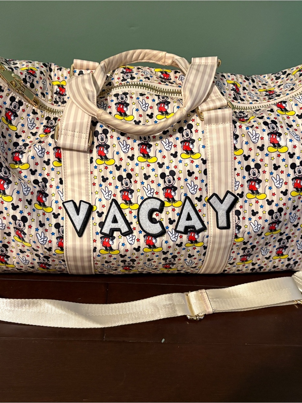 Stoney Clover Lane Mickey Mouse Vacay Duffel - Cream, Red, Yellow, Black